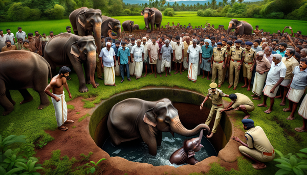 Heroic Mother Elephant Rescues Calf from Well in Kerala